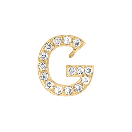 White Diamond + 14k Yellow Gold Letter Charm