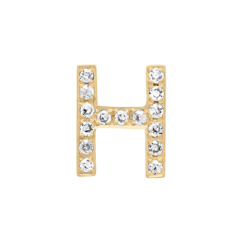 White Diamond + 14k Yellow Gold Letter Charm