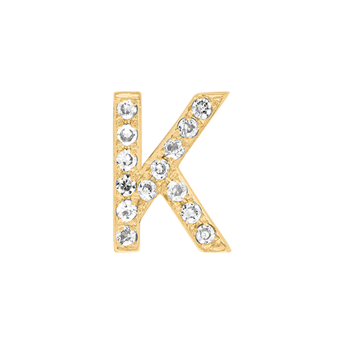 White Diamond + 14k Yellow Gold Letter Charm