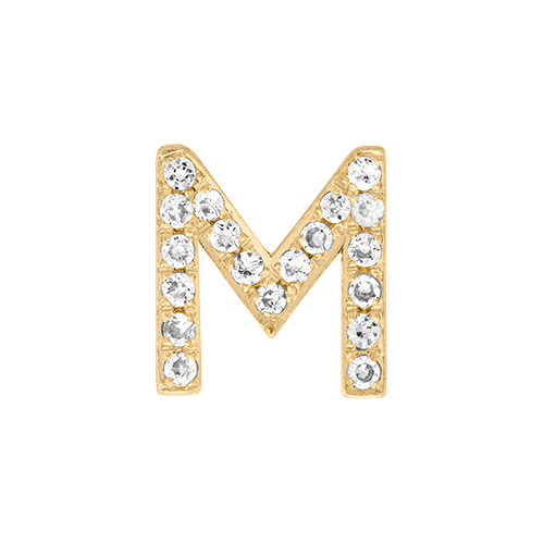 White Diamond + 14k Yellow Gold Letter Charm