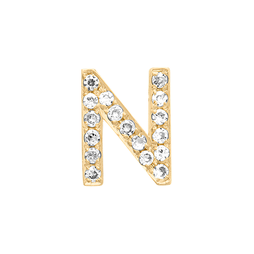 White Diamond + 14k Yellow Gold Letter Charm