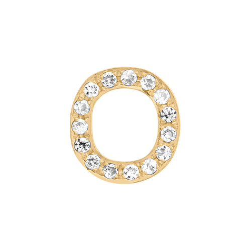 White Diamond + 14k Yellow Gold Letter Charm