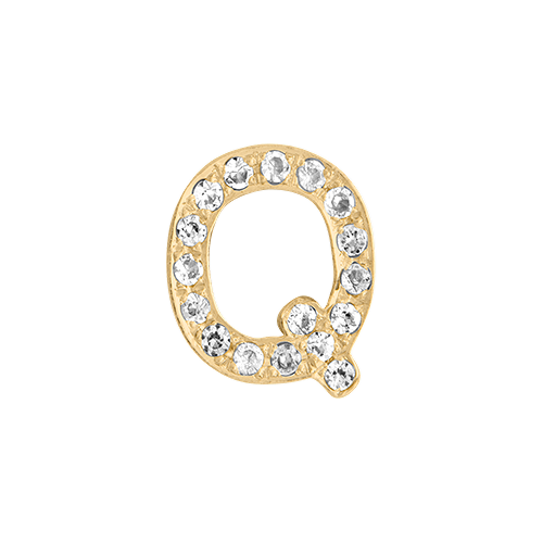White Diamond + 14k Yellow Gold Letter Charm