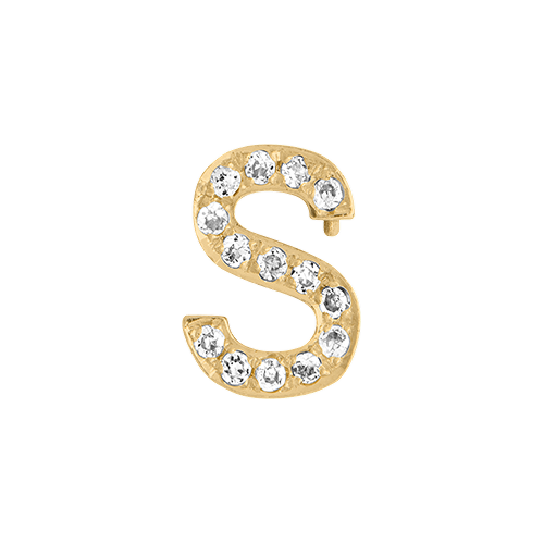 White Diamond + 14k Yellow Gold Letter Charm
