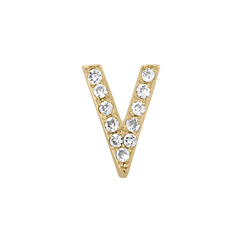 White Diamond + 14k Yellow Gold Letter Charm