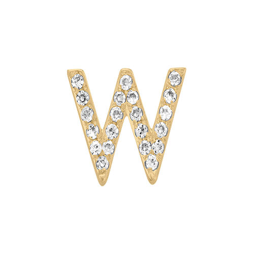 White Diamond + 14k Yellow Gold Letter Charm