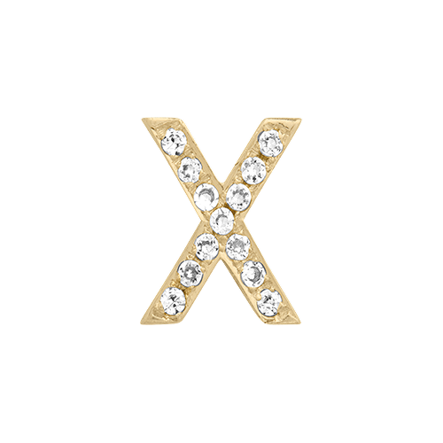 White Diamond + 14k Yellow Gold Letter Charm