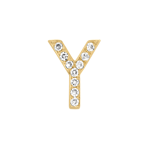 White Diamond + 14k Yellow Gold Letter Charm