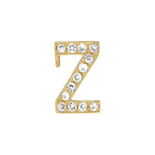 White Diamond + 14k Yellow Gold Letter Charm