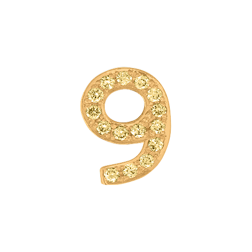 Yellow Sapphire + 14k Yellow Gold Number Charm