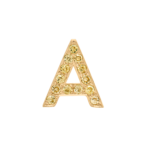 Yellow Sapphire + 14k Yellow Gold Letter Charm