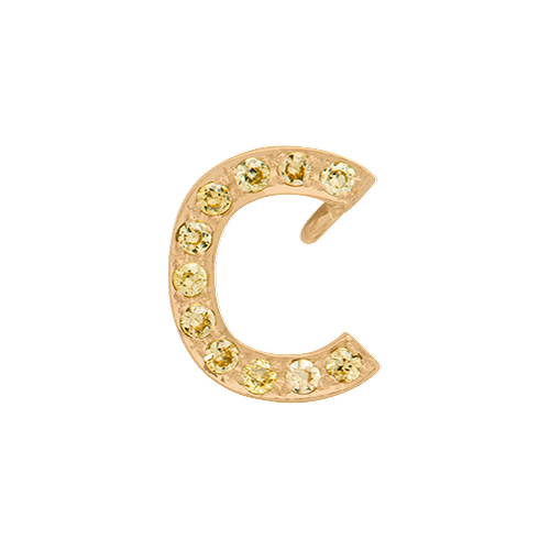 Yellow Sapphire + 14k Yellow Gold Letter Charm
