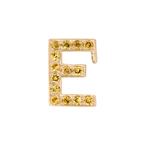 Yellow Sapphire + 14k Yellow Gold Letter Charm