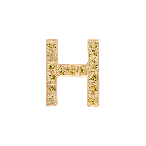 Yellow Sapphire + 14k Yellow Gold Letter Charm