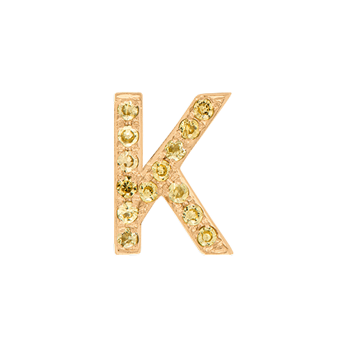 Yellow Sapphire + 14k Yellow Gold Letter Charm