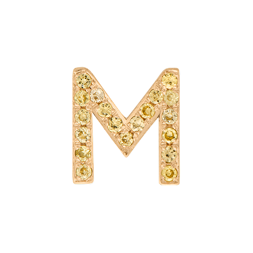 Yellow Sapphire + 14k Yellow Gold Letter Charm
