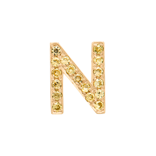 Yellow Sapphire + 14k Yellow Gold Letter Charm
