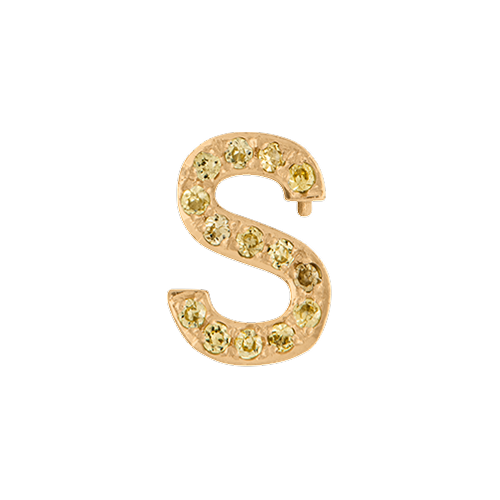 Yellow Sapphire + 14k Yellow Gold Letter Charm