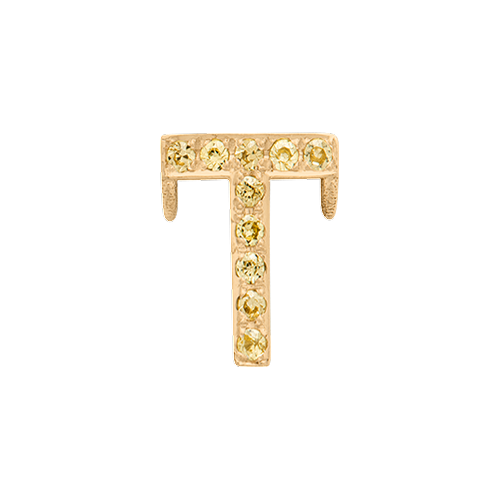 Yellow Sapphire + 14k Yellow Gold Letter Charm