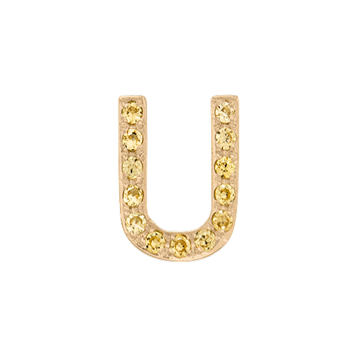 Yellow Sapphire + 14k Yellow Gold Letter Charm