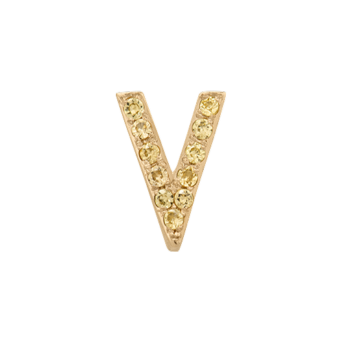 Yellow Sapphire + 14k Yellow Gold Letter Charm