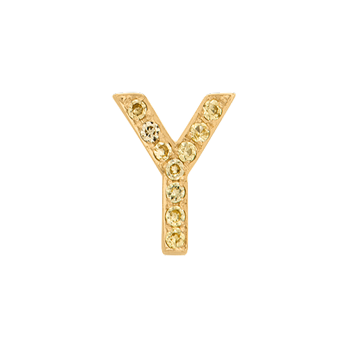 Yellow Sapphire + 14k Yellow Gold Letter Charm