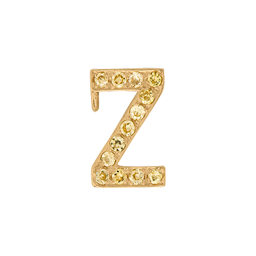 Yellow Sapphire + 14k Yellow Gold Letter Charm