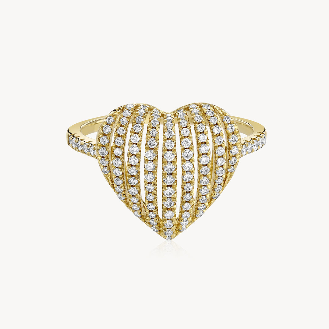 Diamond Heart Basket Ring