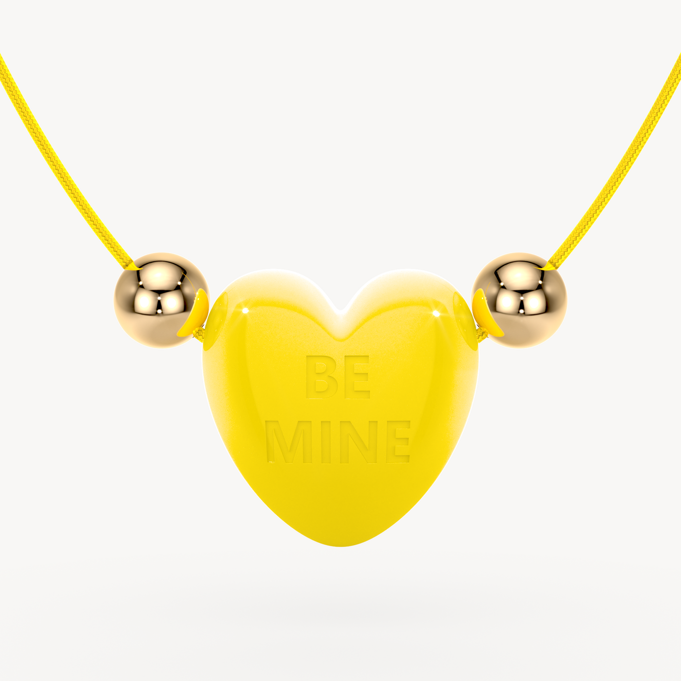 'Be Mine' Cord Necklace with Big Gold Beads