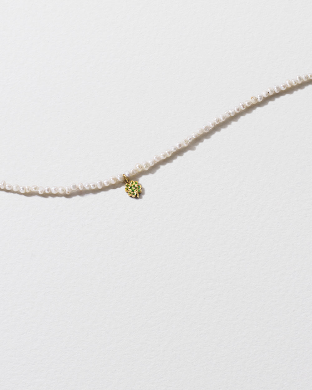 Baby Potato Pearl & Tsavorite Clover Beaded Necklace