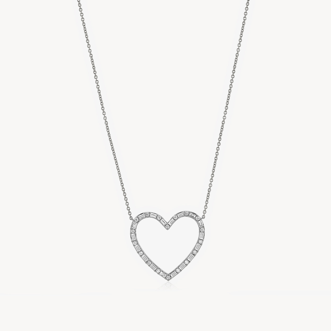 Baguette-Cut Diamond Heart Necklace