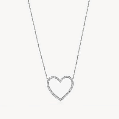 Baguette-Cut Diamond Heart Necklace