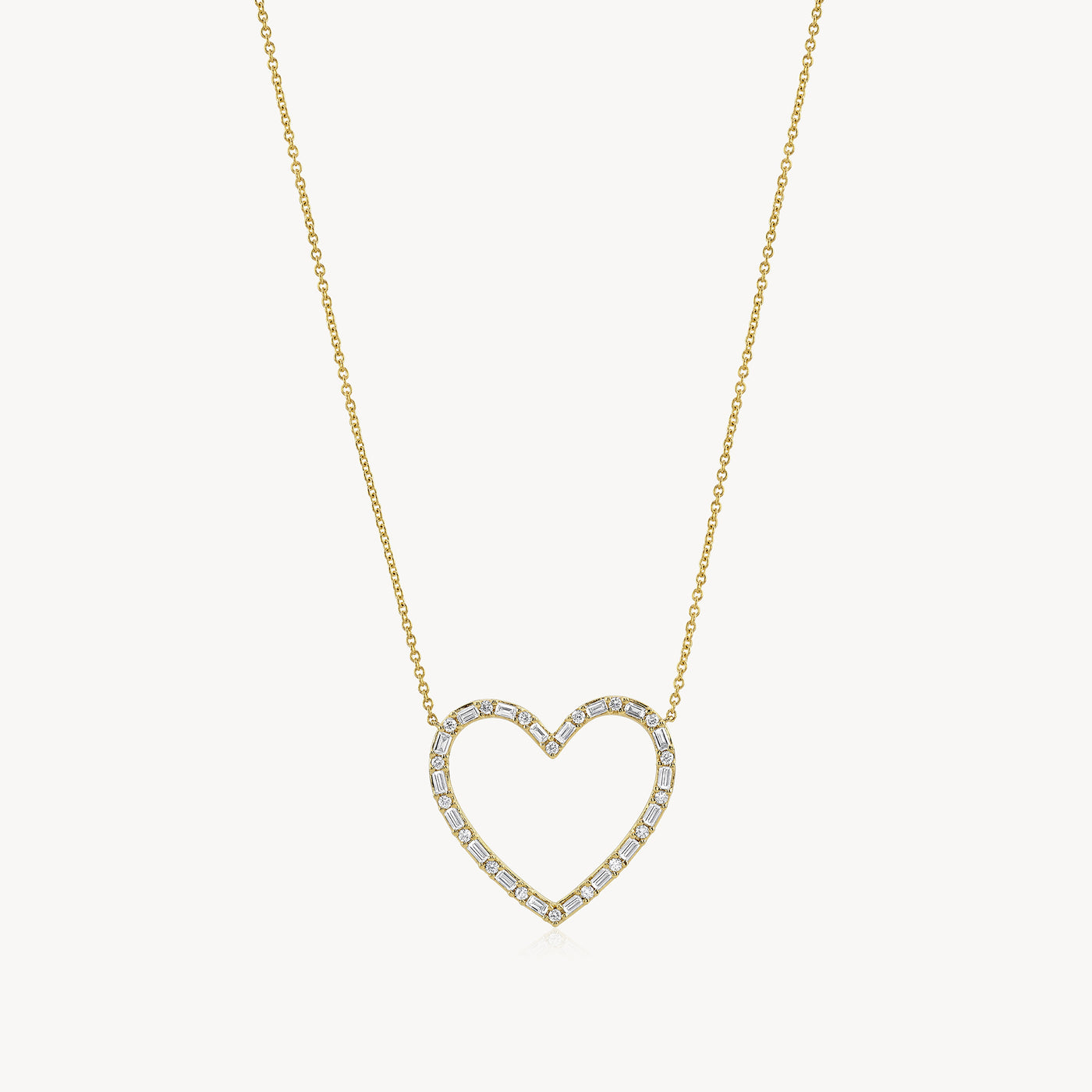 Baguette-Cut Diamond Heart Necklace