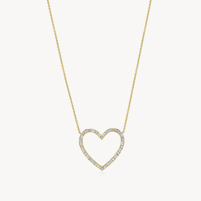 Baguette-Cut Diamond Heart Necklace