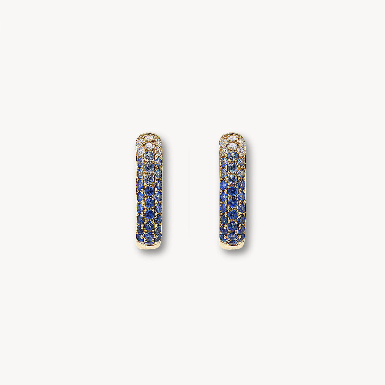 Diamond & Blue Sapphire Oval Hoop Earrings