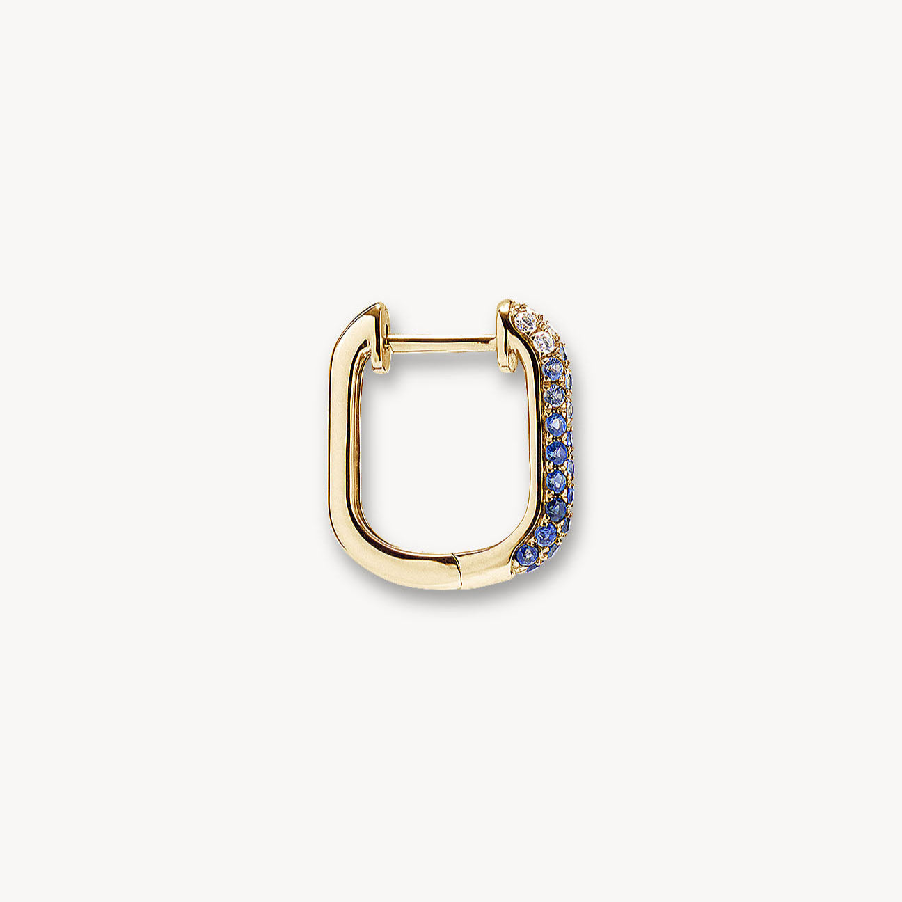 Diamond & Blue Sapphire Oval Hoop Earrings