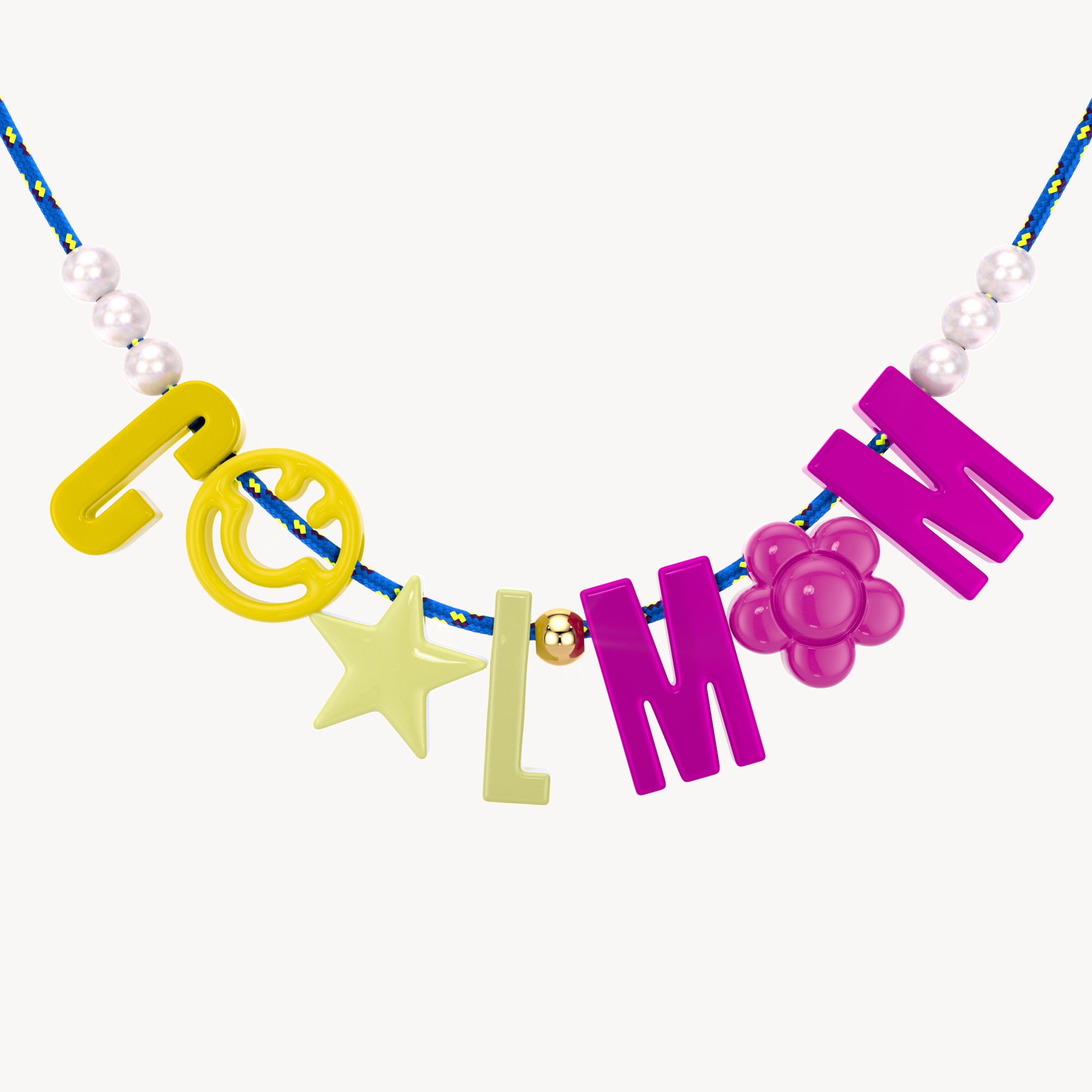 'Cool Mom' Cord Necklace With Pearls