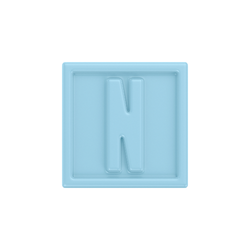 Letter N Resin Cube Charm