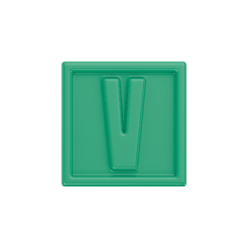 Letter V Resin Cube Charm