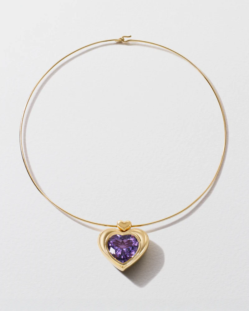 Cupid's Big Amethyst Heart Pendant Necklace