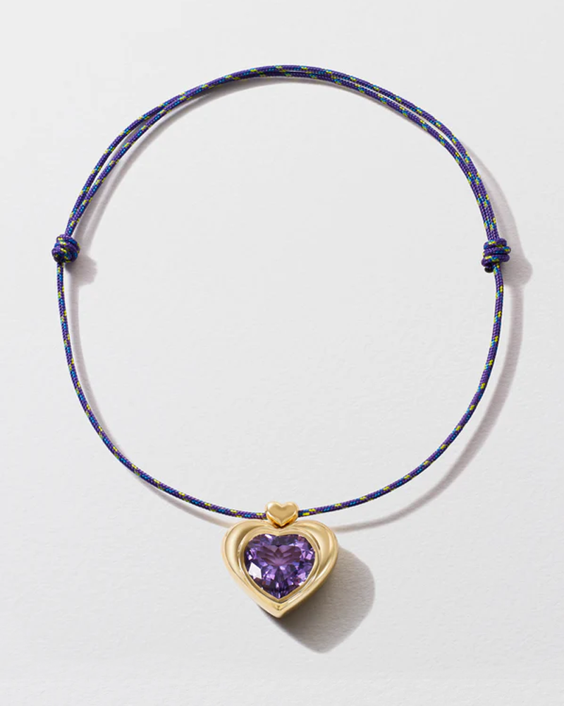 Cupid's Big Amethyst Heart Pendant Necklace