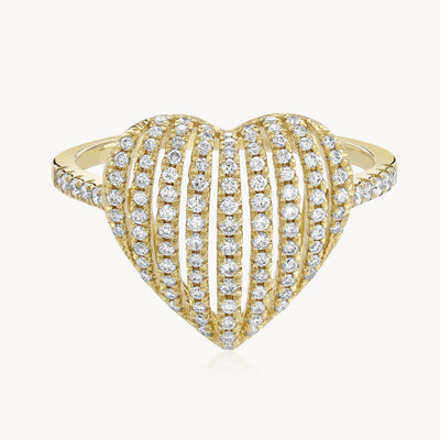 Diamond Heart Basket Ring