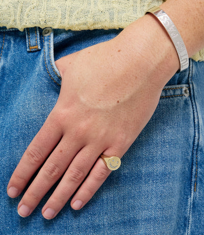 White Diamond Happy Signet Ring