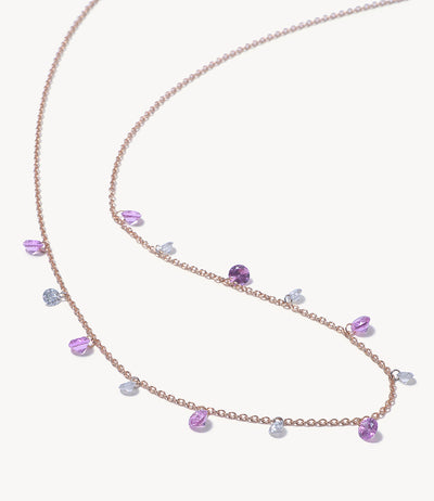Pink Sapphire & Drilled Diamond Jewel Necklace