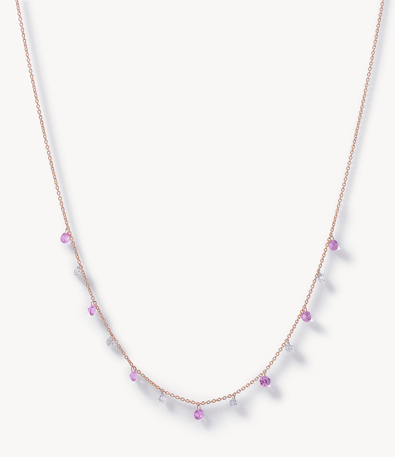 Pink Sapphire & Drilled Diamond Jewel Necklace