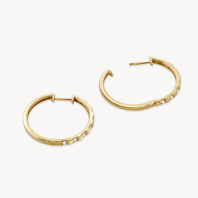 Large Check Diamond Hoop Earrings