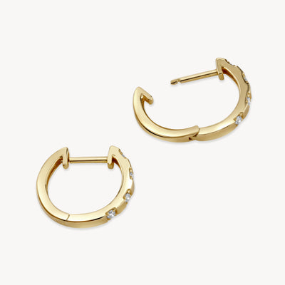 Small Check Diamond Hoop Earrings