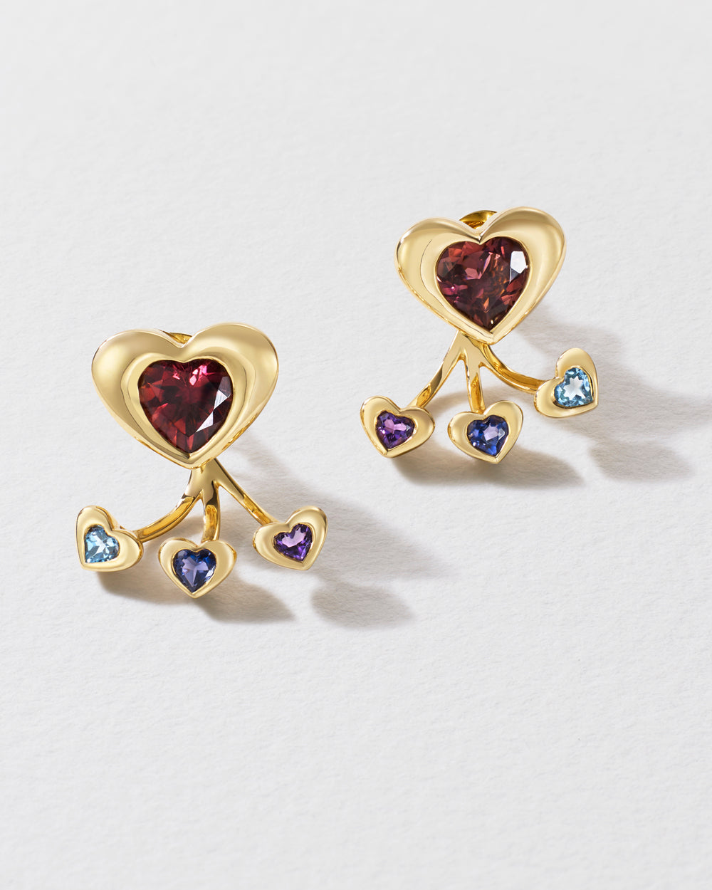 Four of Hearts Stud & Jacket Earrings