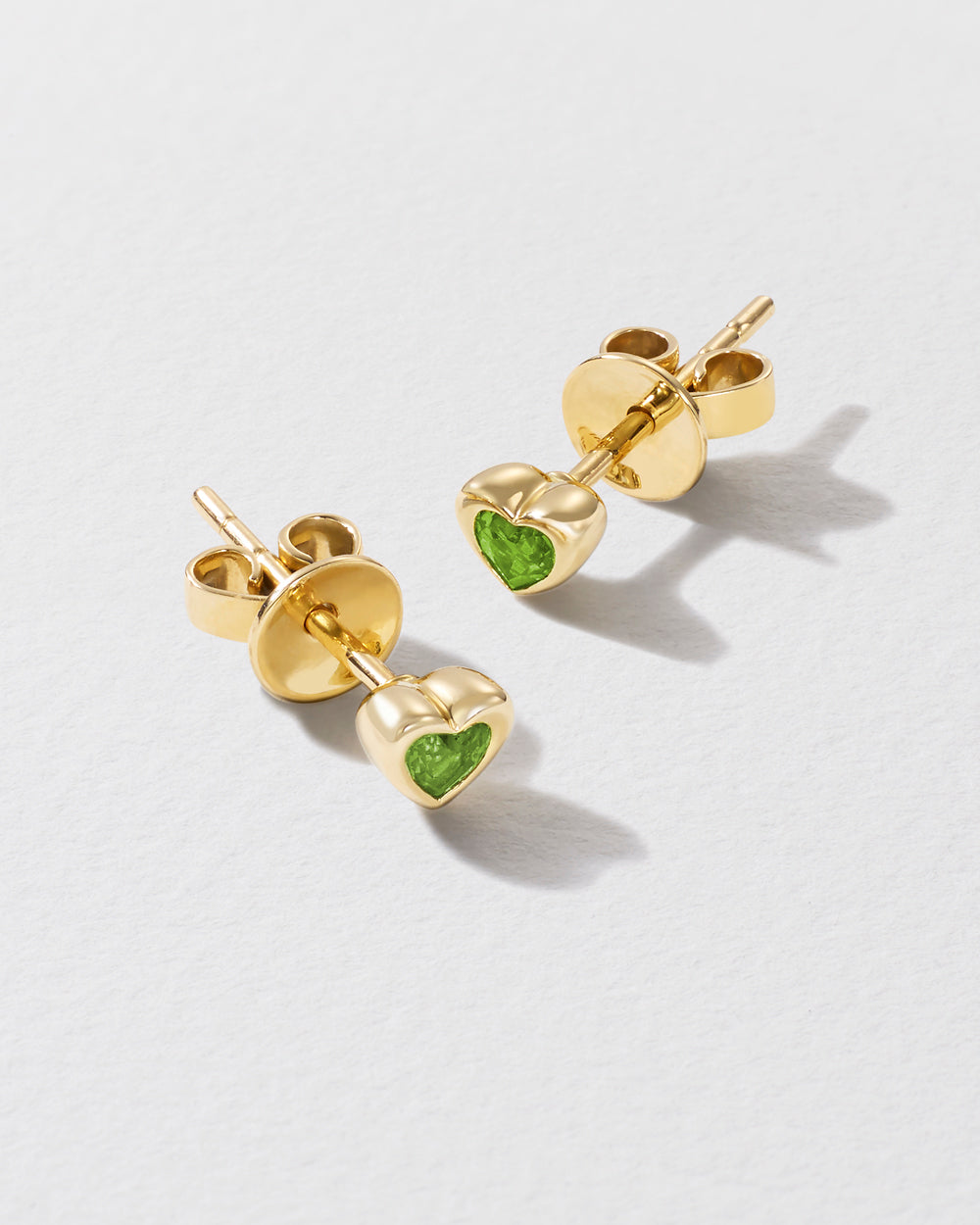 Mini Peridot Total Stud Heart Earrings