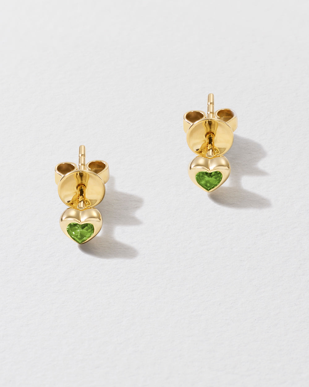 Mini Peridot Total Stud Heart Earrings